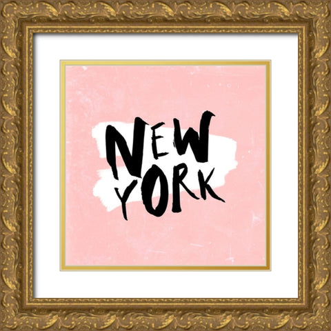 New York Gold Ornate Wood Framed Art Print with Double Matting by SD Graphics Studio