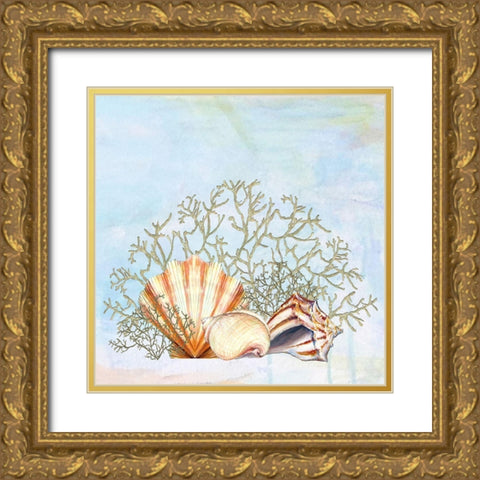 Ocean Prizes I Gold Ornate Wood Framed Art Print with Double Matting by Diannart