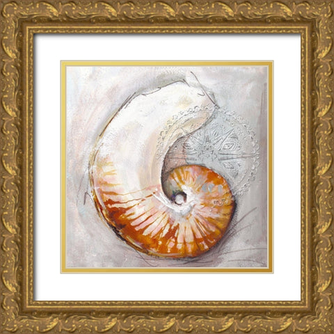 Pearl Shell Medley I Gold Ornate Wood Framed Art Print with Double Matting by Diannart