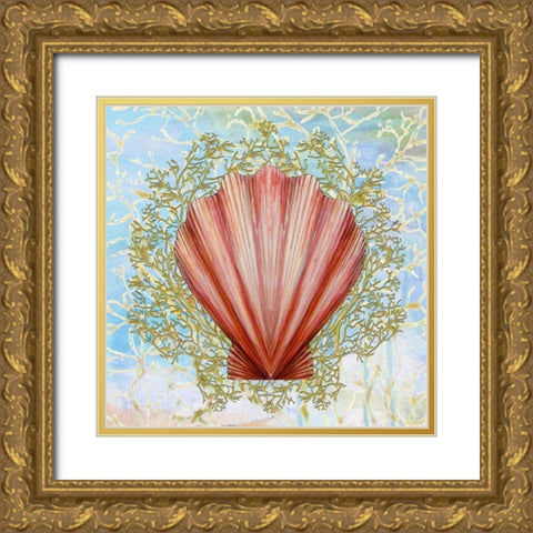 Shell Medley I Gold Ornate Wood Framed Art Print with Double Matting by Diannart