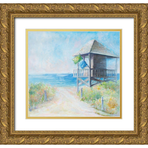 Beach Lookout Gold Ornate Wood Framed Art Print with Double Matting by Diannart
