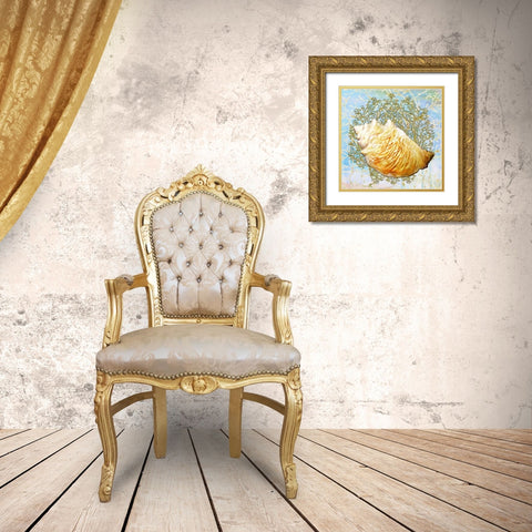 Shell Medley IV Gold Ornate Wood Framed Art Print with Double Matting by Diannart