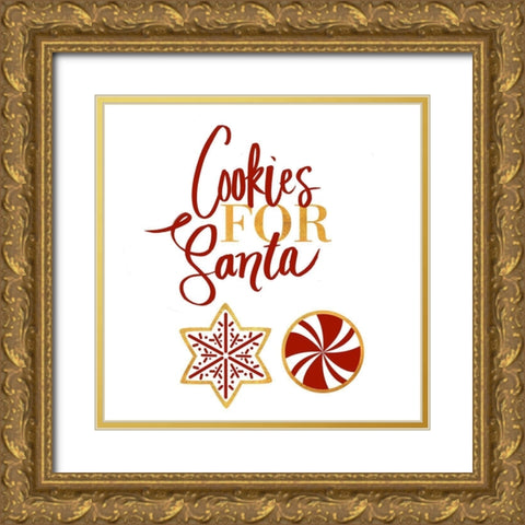 Cookies for Santa Gold Ornate Wood Framed Art Print with Double Matting by SD Graphics Studio