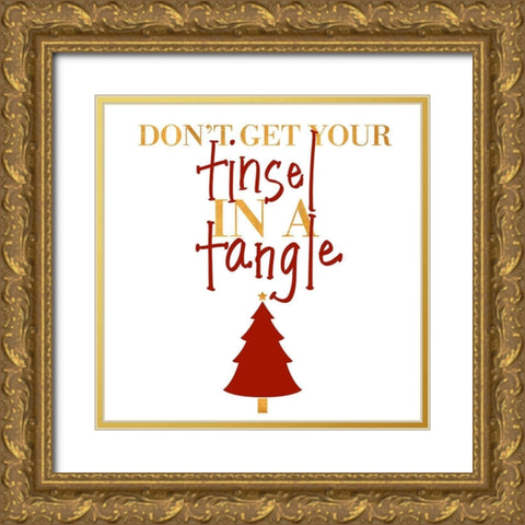 Tinsel in a Tangle Gold Ornate Wood Framed Art Print with Double Matting by SD Graphics Studio