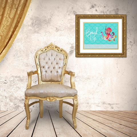 Beach Life Gold Ornate Wood Framed Art Print with Double Matting by Loreth, Lanie