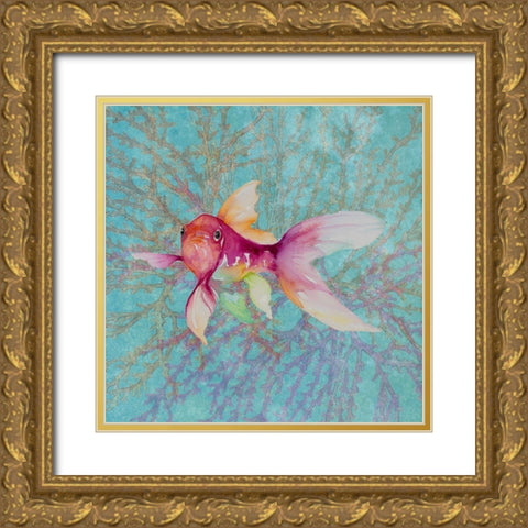 Fish On Coral II Gold Ornate Wood Framed Art Print with Double Matting by Loreth, Lanie