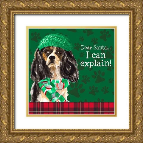 Christmas Puppy II Gold Ornate Wood Framed Art Print with Double Matting by Loreth, Lanie