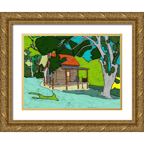 Cabin in the Woods Gold Ornate Wood Framed Art Print with Double Matting by Mabat, Ynon