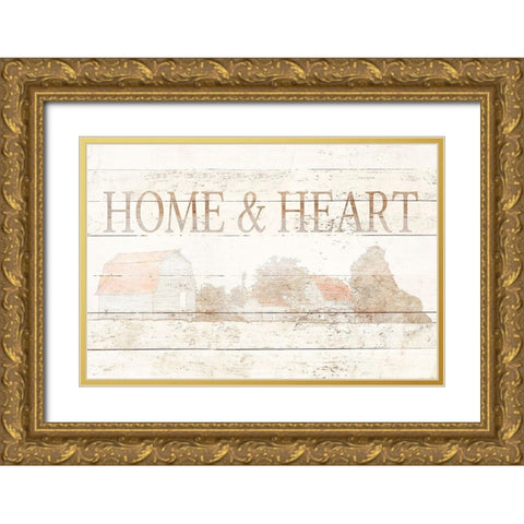 Home and Heart Gold Ornate Wood Framed Art Print with Double Matting by Mabat, Ynon
