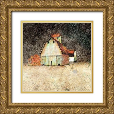 Stormy Farm Evening Gold Ornate Wood Framed Art Print with Double Matting by Mabat, Ynon