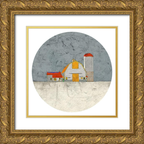 Barn and Silo Gold Ornate Wood Framed Art Print with Double Matting by Mabat, Ynon