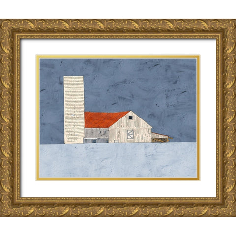 Barn and Silo Gold Ornate Wood Framed Art Print with Double Matting by Mabat, Ynon