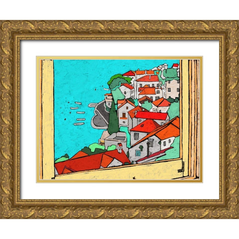 Along the Coast Gold Ornate Wood Framed Art Print with Double Matting by Mabat, Ynon