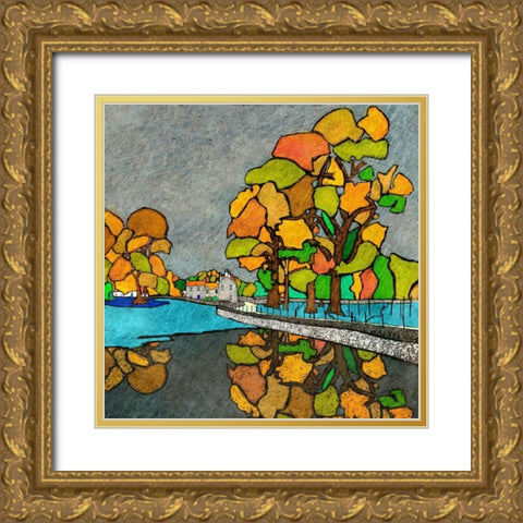 Start of Fall Gold Ornate Wood Framed Art Print with Double Matting by Mabat, Ynon