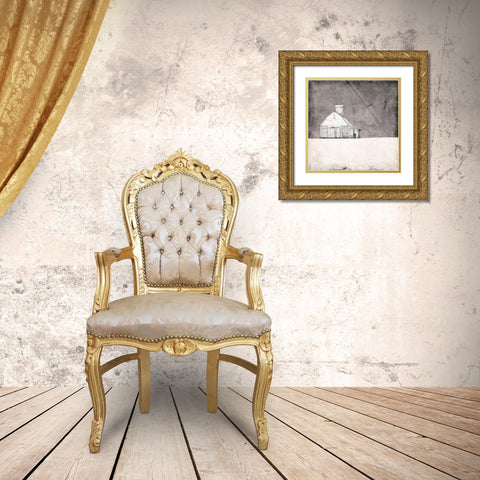 Farmhouse under Grey Skies Gold Ornate Wood Framed Art Print with Double Matting by Mabat, Ynon