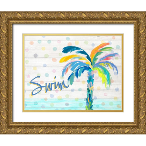 Swim Near the Palm Tree Gold Ornate Wood Framed Art Print with Double Matting by DeRice, Julie