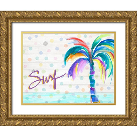 Surf Near the Palm Tree Gold Ornate Wood Framed Art Print with Double Matting by DeRice, Julie