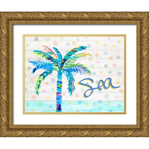 Palm Tree Near the Sea Gold Ornate Wood Framed Art Print with Double Matting by DeRice, Julie