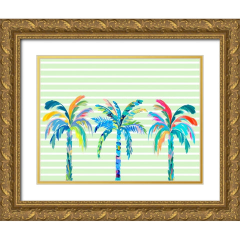 Funky Palm Trees Gold Ornate Wood Framed Art Print with Double Matting by DeRice, Julie