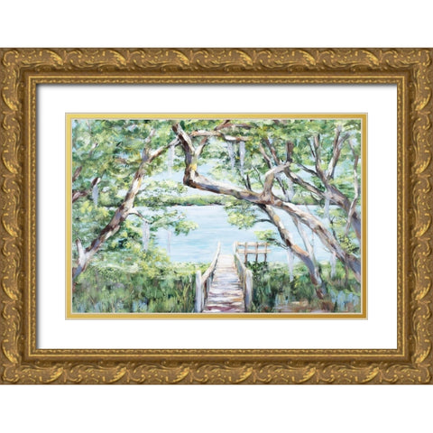 Misty Lake Gold Ornate Wood Framed Art Print with Double Matting by DeRice, Julie
