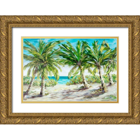 Palm Escape Gold Ornate Wood Framed Art Print with Double Matting by DeRice, Julie