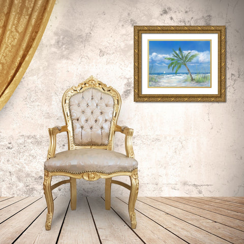 Palm Tree Paradise Gold Ornate Wood Framed Art Print with Double Matting by DeRice, Julie