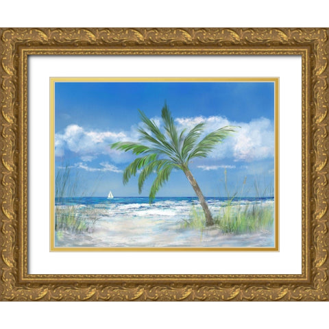 Palm Tree Paradise Gold Ornate Wood Framed Art Print with Double Matting by DeRice, Julie