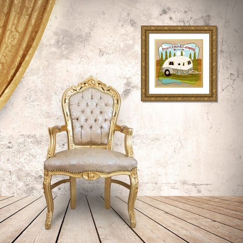 Camping III Gold Ornate Wood Framed Art Print with Double Matting by Metz, Andi