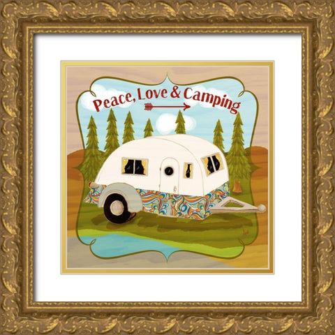 Camping III Gold Ornate Wood Framed Art Print with Double Matting by Metz, Andi