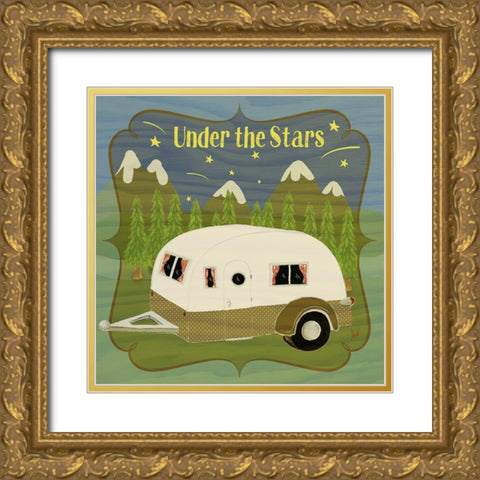 Camping IV Gold Ornate Wood Framed Art Print with Double Matting by Metz, Andi