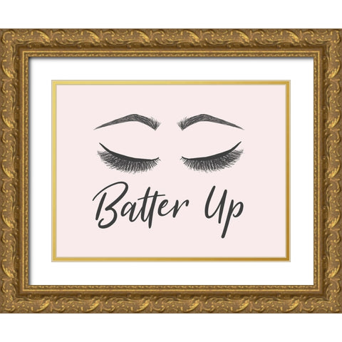 Batter Up Gold Ornate Wood Framed Art Print with Double Matting by SD Graphics Studio