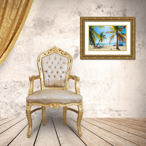 Tropical Oasis Gold Ornate Wood Framed Art Print with Double Matting by Navas, Emily