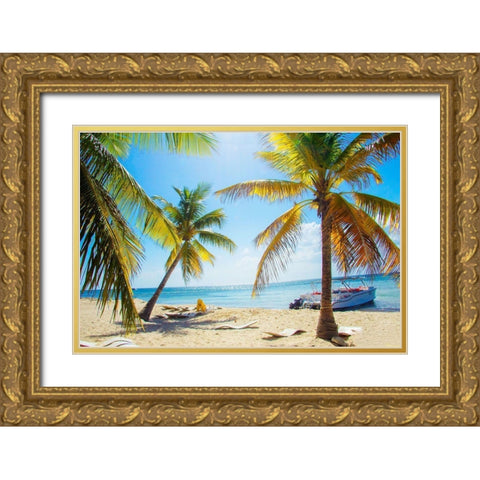 Tropical Oasis Gold Ornate Wood Framed Art Print with Double Matting by Navas, Emily