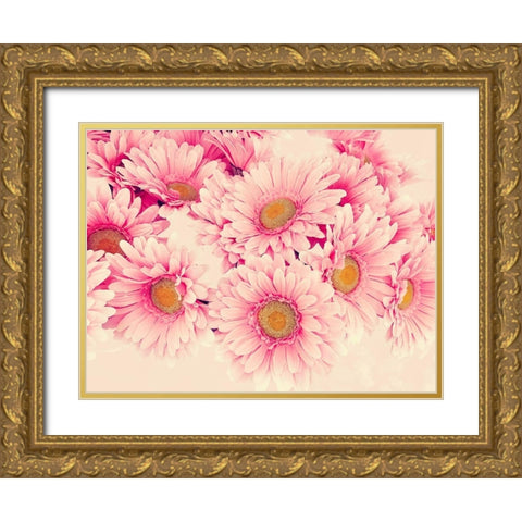 Pink Daisies I Gold Ornate Wood Framed Art Print with Double Matting by Navas, Emily