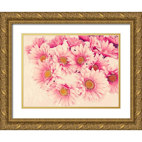 Pink Daisies II Gold Ornate Wood Framed Art Print with Double Matting by Navas, Emily
