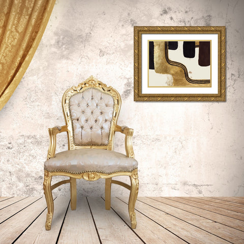 Retro Safari Gold Ornate Wood Framed Art Print with Double Matting by Pinto, Patricia