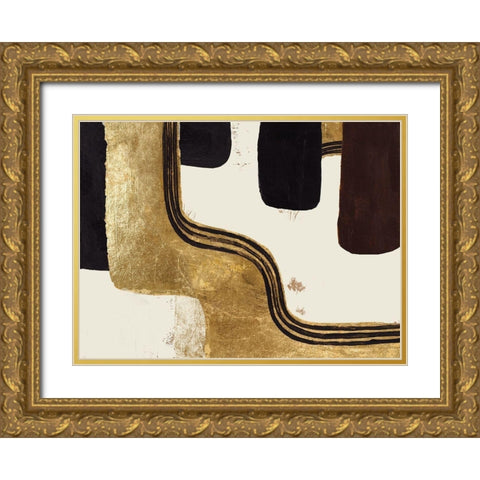 Retro Safari Gold Ornate Wood Framed Art Print with Double Matting by Pinto, Patricia