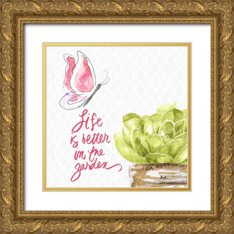 Life is Better Gold Ornate Wood Framed Art Print with Double Matting by Pinto, Patricia