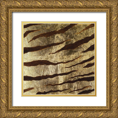 Zebra Skin Gold Ornate Wood Framed Art Print with Double Matting by Pinto, Patricia