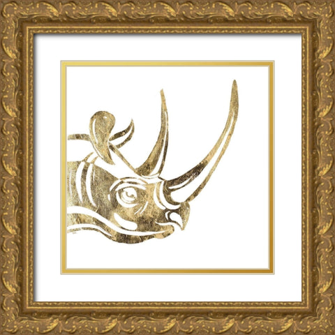The Rhino Gold Ornate Wood Framed Art Print with Double Matting by Pinto, Patricia