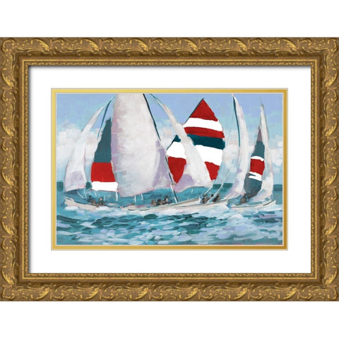 Wide Sails Gold Ornate Wood Framed Art Print with Double Matting by Slivka, Jane
