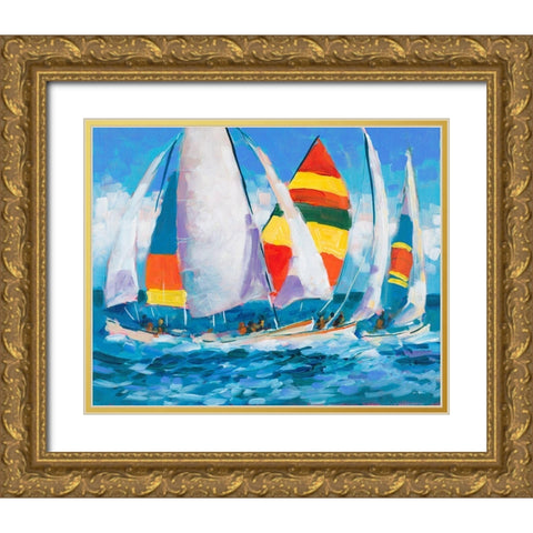 Wide Sails  Gold Ornate Wood Framed Art Print with Double Matting by Slivka, Jane