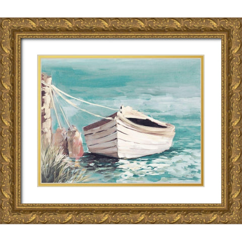 Canoe Gold Ornate Wood Framed Art Print with Double Matting by Slivka, Jane