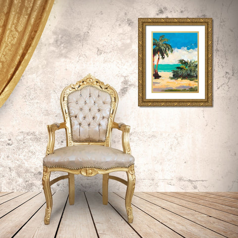 Tropical Beach Gold Ornate Wood Framed Art Print with Double Matting by Slivka, Jane