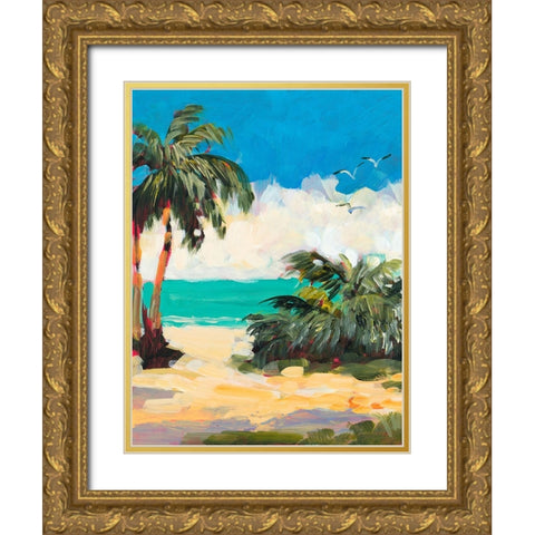 Tropical Beach Gold Ornate Wood Framed Art Print with Double Matting by Slivka, Jane