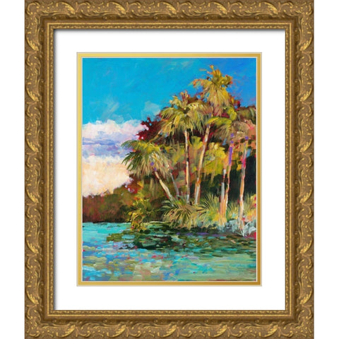 Tropical Side Of Town Gold Ornate Wood Framed Art Print with Double Matting by Slivka, Jane