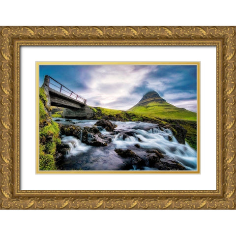 An Evening at Kirkjufellfoss Gold Ornate Wood Framed Art Print with Double Matting by Amos, Andy