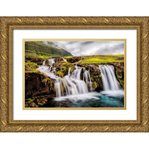Beneath the Falls Gold Ornate Wood Framed Art Print with Double Matting by Amos, Andy