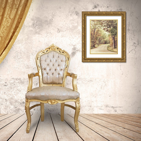 Along The Path Gold Ornate Wood Framed Art Print with Double Matting by Amos, Andy