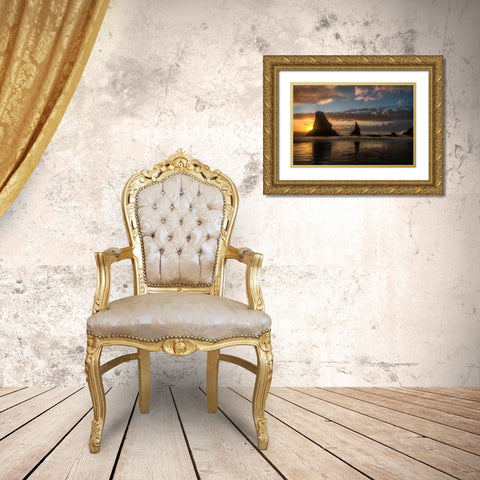 Island Sunsets Gold Ornate Wood Framed Art Print with Double Matting by Amos, Andy